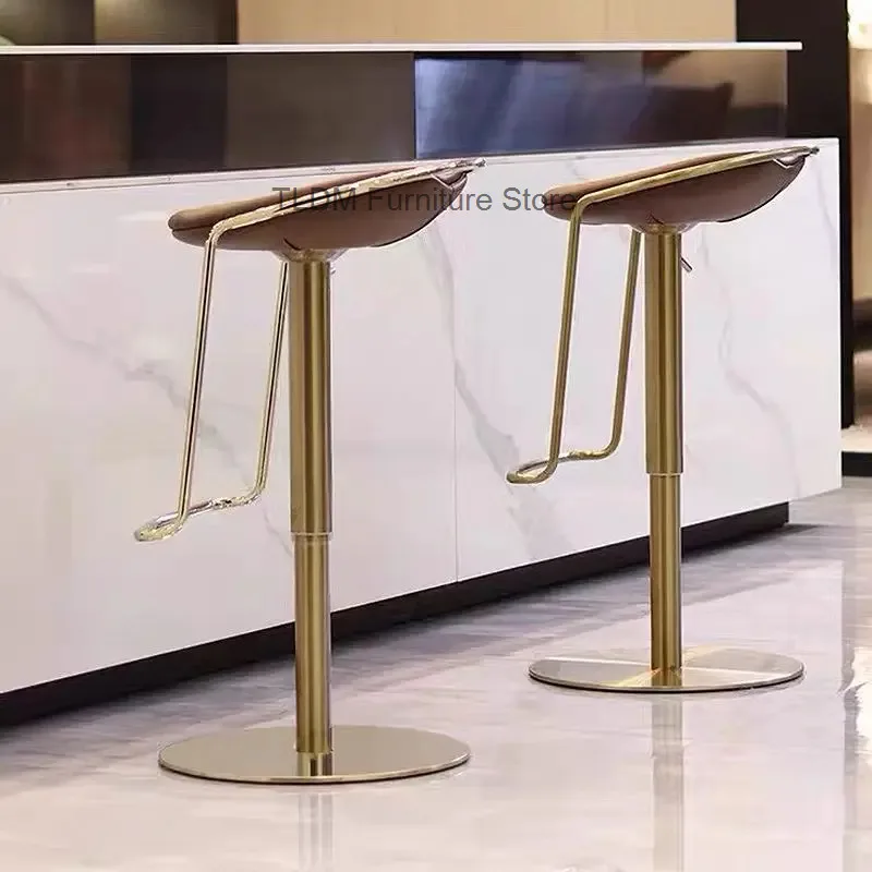 Steel Light Luxury Bar Chair Rotating Lift Stainless Bar Chair High Stool Living Room Island Bars Stools Dining Chairs Furniture