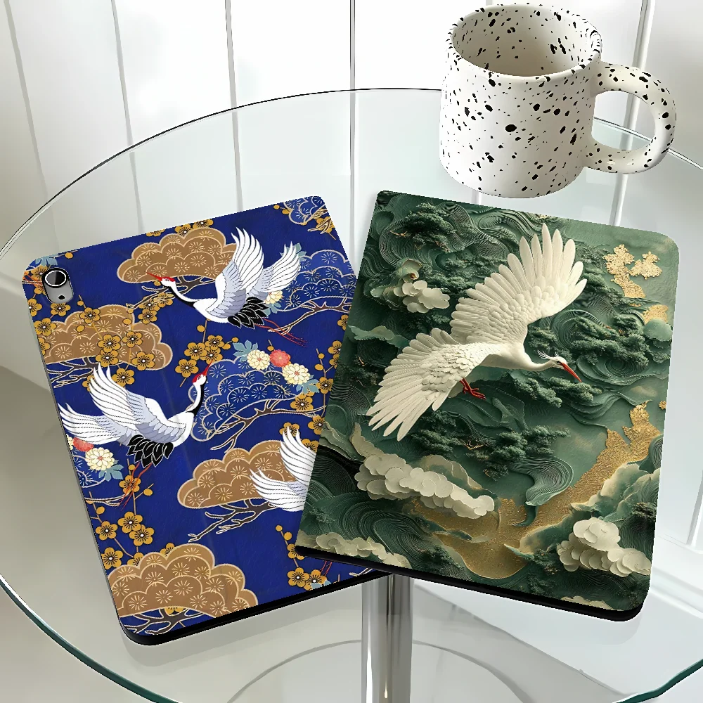 with Pencil Slot Case for Samsung Galaxy Tab A11 A7 Lite S11 S9+ S10 Lite S10FE A9Plus S7 S8+ S9 FE A8 S10 Plus Cloud Crane