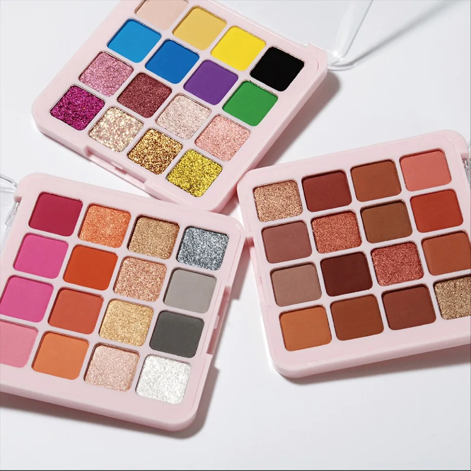 16 色マットメタリックグリッター防水アイシャドウパレットプライベートラベルヌードアイシャドウビーガンメイクアップ卸売カスタムロゴ