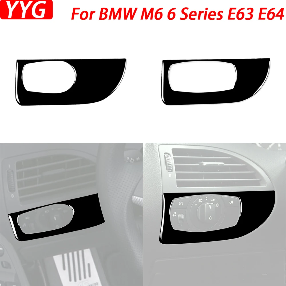 For BMW M6 6 Series E63 E64 2004-2010 Piano Black Headlight Switch Control Panel Trim Cover Car Interior Accessories Sticker