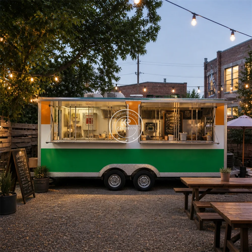 

Customized Mobile Crepe Truck Hot Dog Snack Trailer Pizza Cart Stainless Steel Food Trailer With Complete Kitchen Setup