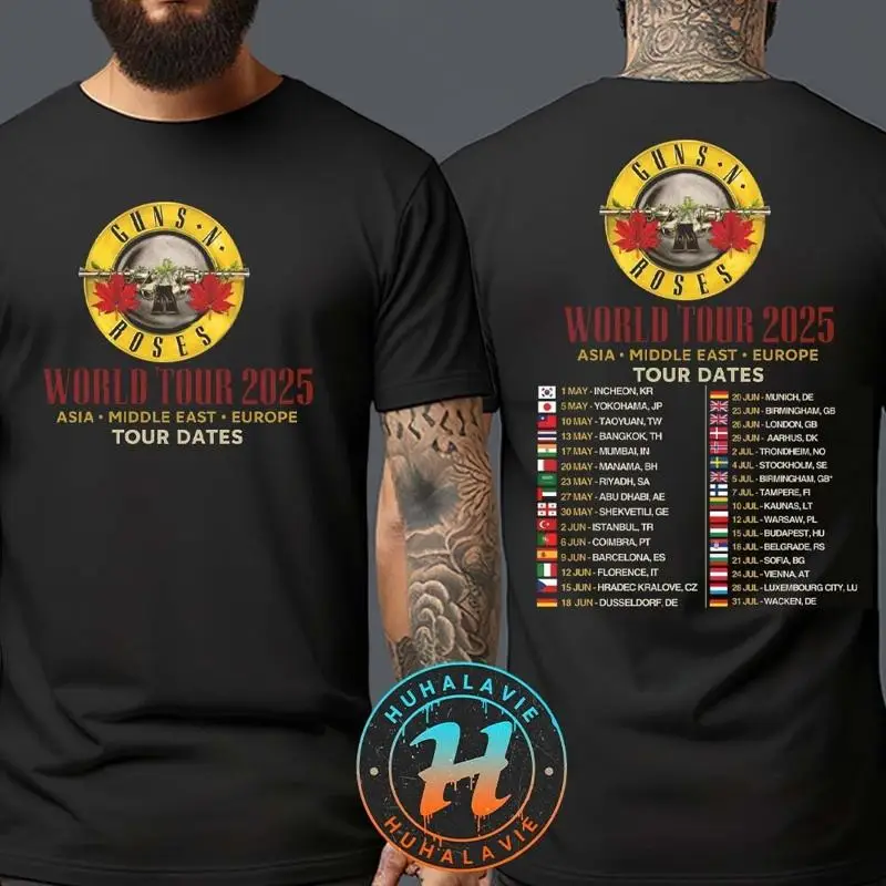 Camiseta N Roses World Tour 2025 Asia Medio Oriente Europa Tour en mayo de 2025