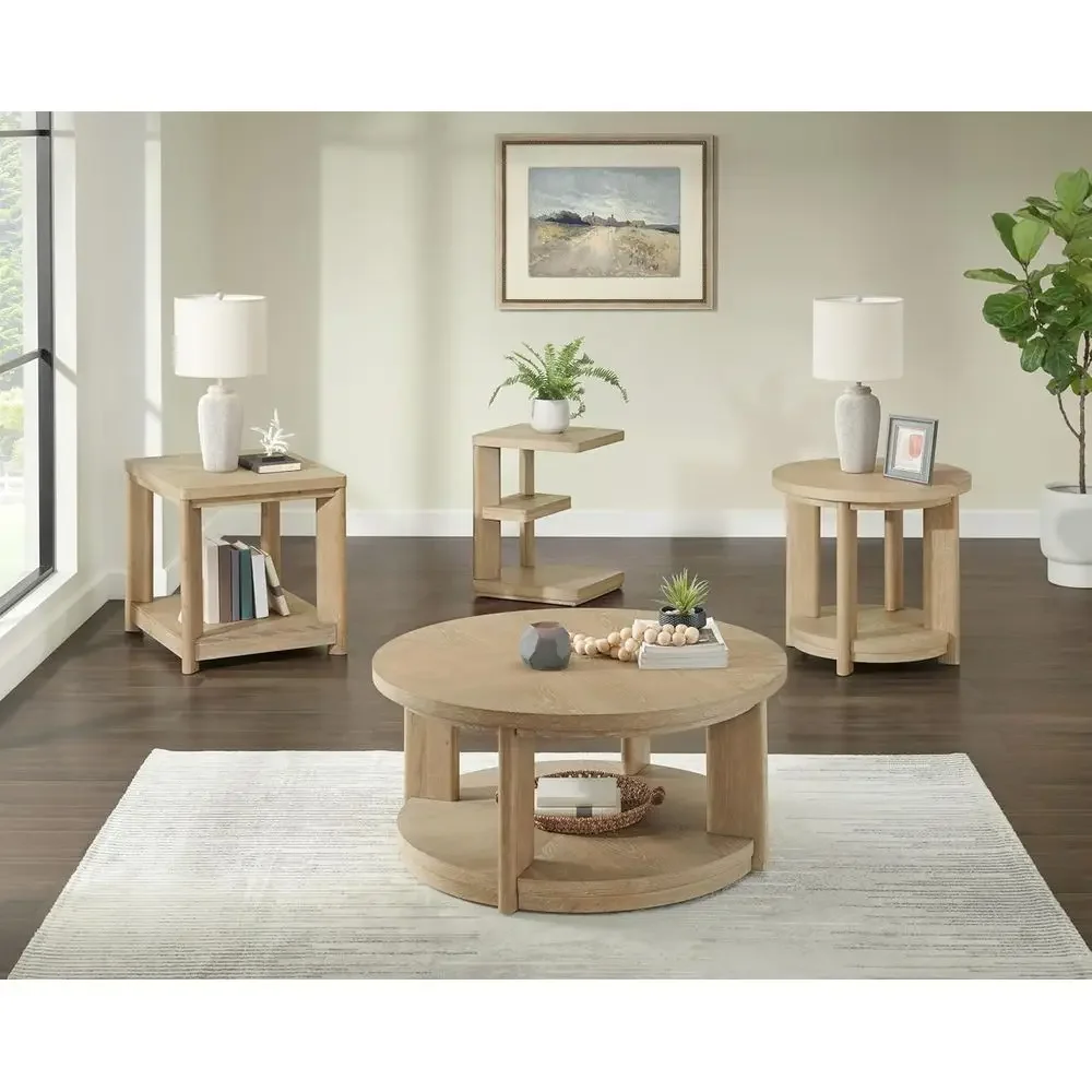 

Chairside Table with Solid Wood truction, Contemporary Style, 18 Inches Wide, 16 Inches Deep, 24 Inches High, Sand Color