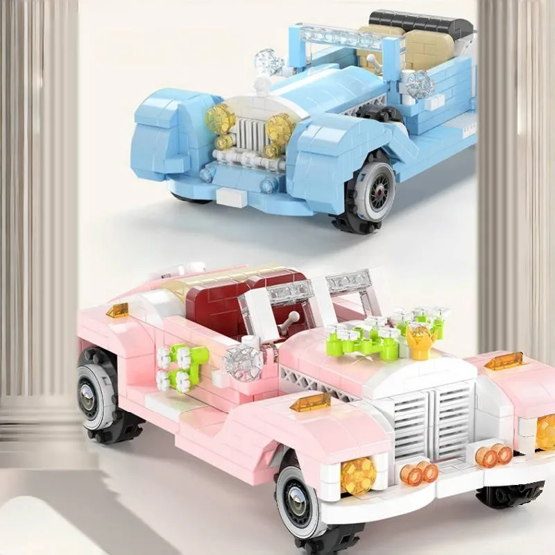 

Classic Antique Car Assembly Building Block Model Wedding Car Children's Car Toy Small Particle Ornaments Holiday Gift