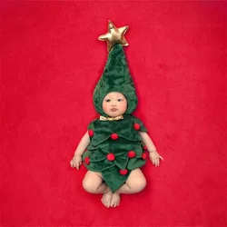 Traje de fotografia para bebê recém-nascido, vestuário temático para meninos e meninas infantis, roupas de Natal, primeiro Natal 100 dias