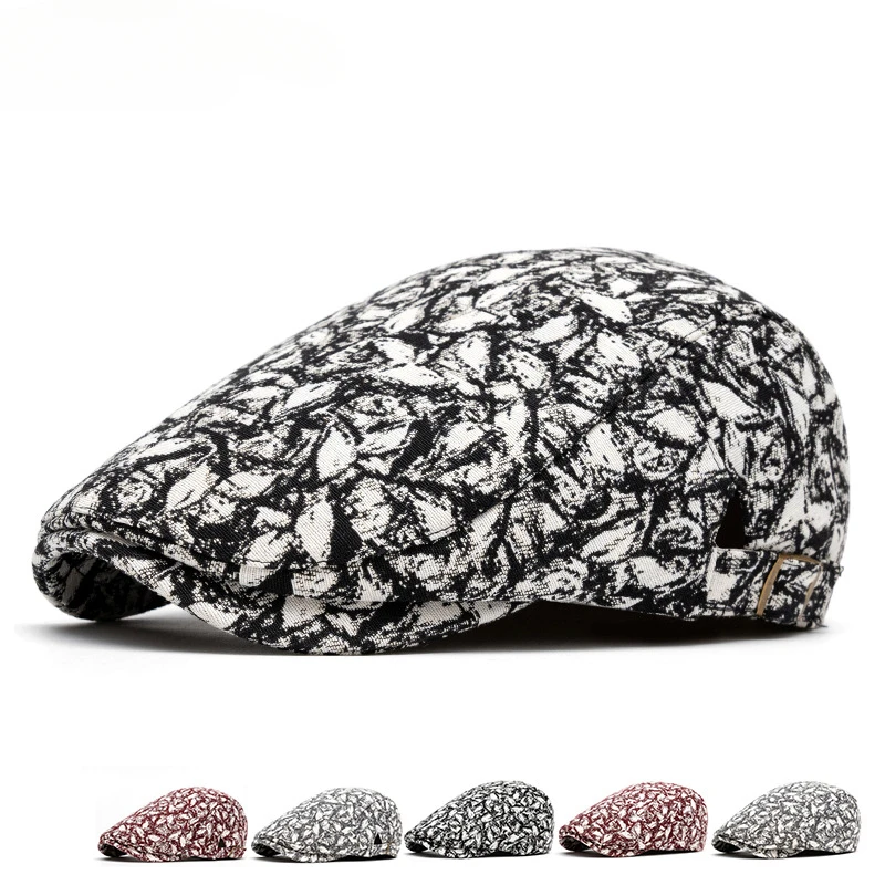 Retro forward-facing cap for men and women Versatile Embossed Adjustable Reversible Baseball Cap English Newsboy Hat