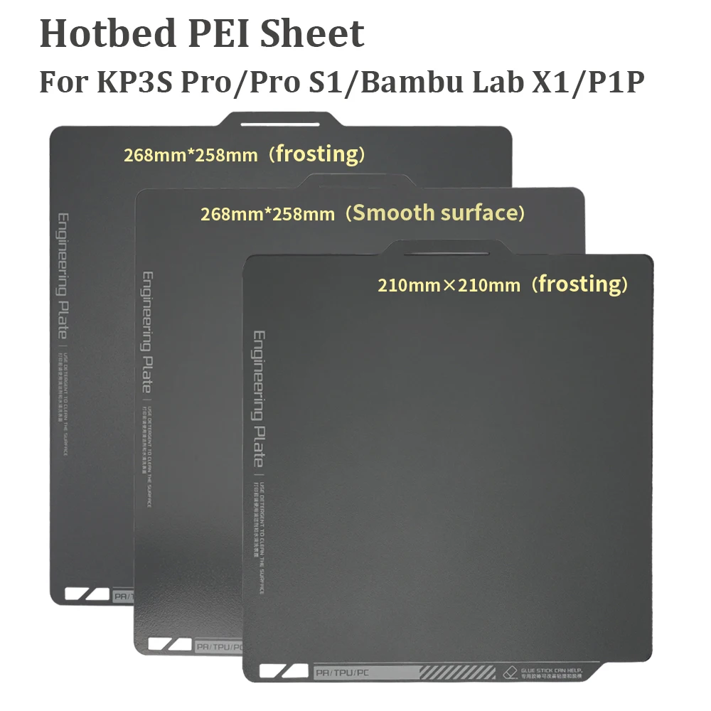 

Upgrade Heated Bed PEI Spring Steel Sheet With Magentic Base 3D Printer Hotbed Build Plate For KP3S Pro /Pro S1 Bambu Lab X1 P1P