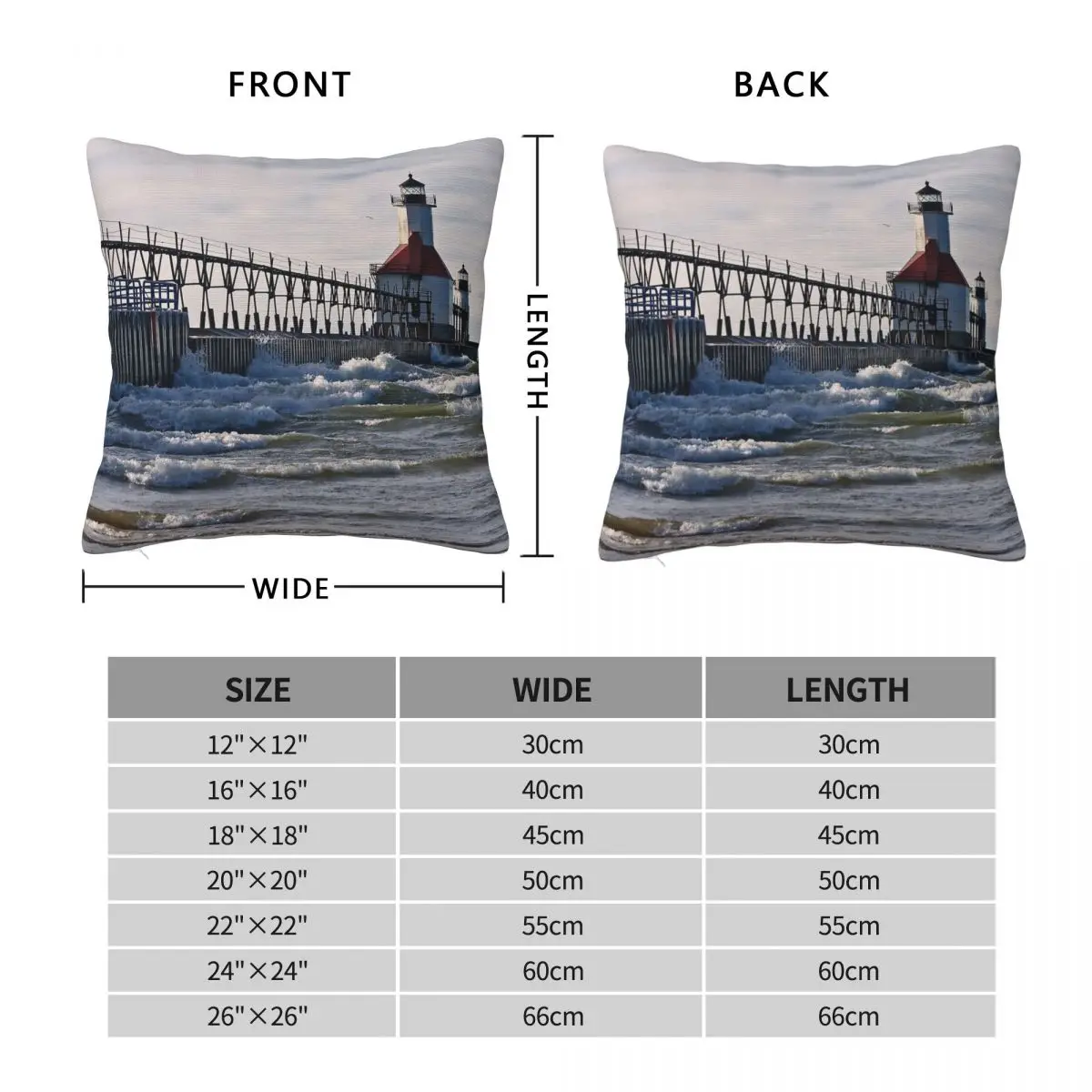 St. Joseph Lighthouse Michigan Square Pillowcase Polyester Linen Velvet Pattern Zip Decorative Home Cushion Cover Wholesale 18