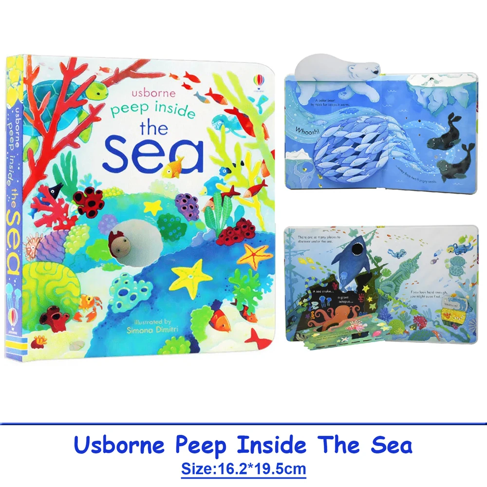 

Usborne Peep Inside The Sea Educational English Books for Kids 3D Flap Exploring Natural Picture Book Learning Toys