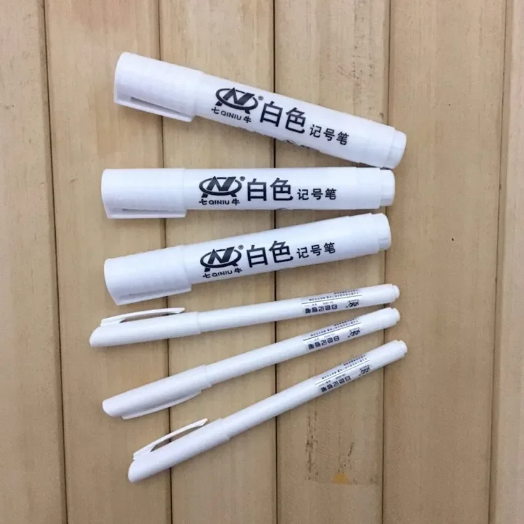 20PCS  Qiniu white oily marker pen, white marker note number pen, 1mm 5mm tip, quick drying type