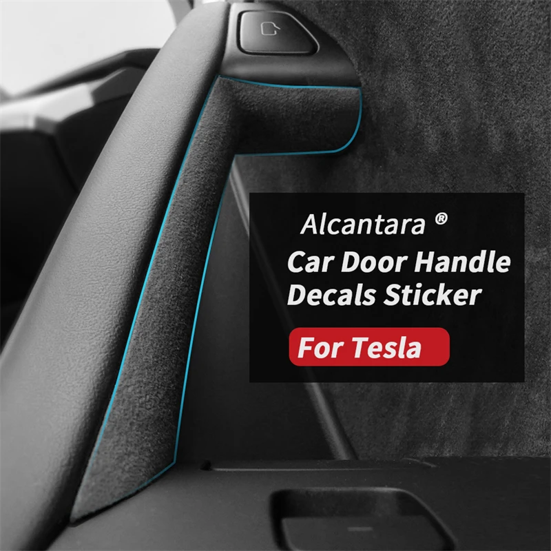 Alcantara Inside Door Handle Sticker Inner Protector Cover Italy Suede For Tesla Model 3 Y 2018-2023 Car Interior Accessories