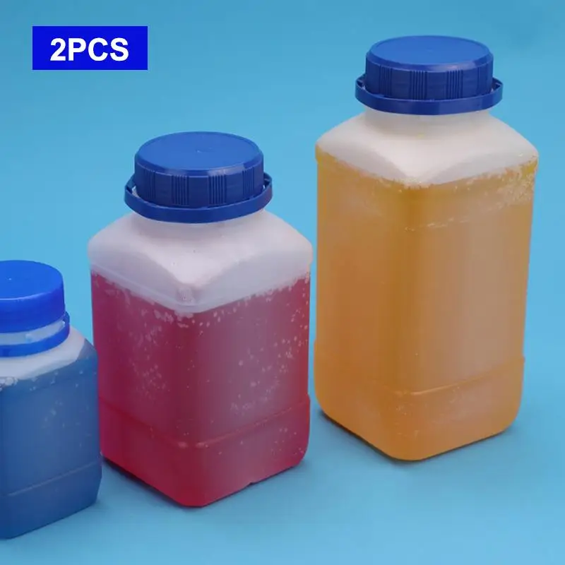 .New.2Pcs 250/500/800ML White HDPE Plastic Empty Square Bottle Reagent Bottle Laboratory Sample Vials Anti-theft Blue Screw Cap