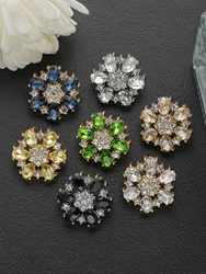 3pcs/Pack Metal Flower Buttons Sparkling Full Rhinestone Fashion Buttons Sewn Shirts DIY Coat Shoes Buttons Sewing Jewelry Gifts