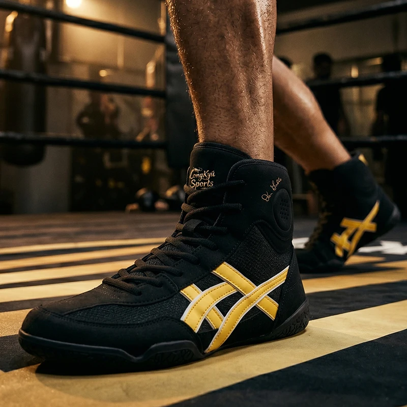 Hochwertige Professionelle Boxschuhe für Herren für Alle Jahreszeiten, Wrestling, Gymnastik, Indoor-Fitness und Umfassendes Training – Detail 2