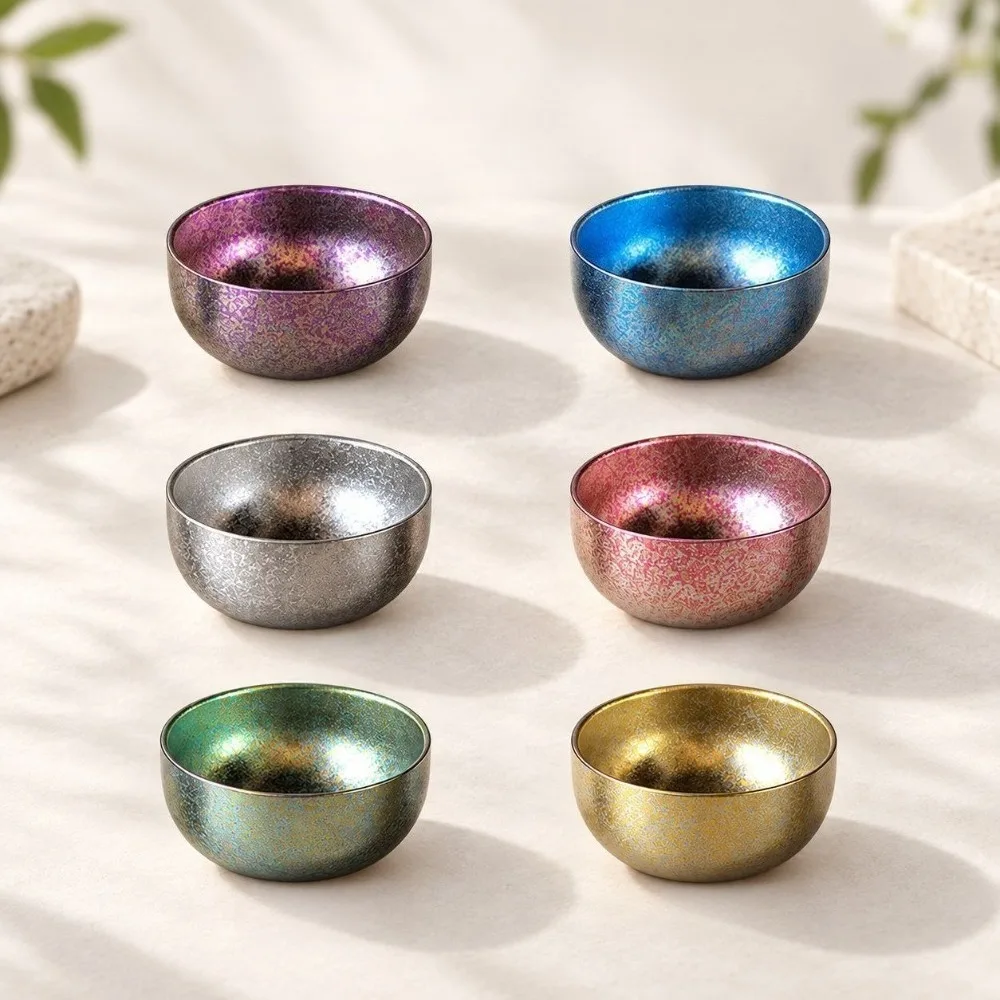 1 Piece Pure Titanium Double Wall Tea Cup Portable Travel Kung Fu Tea Mug Water Cup Personal Titanium Alloy Water Cup