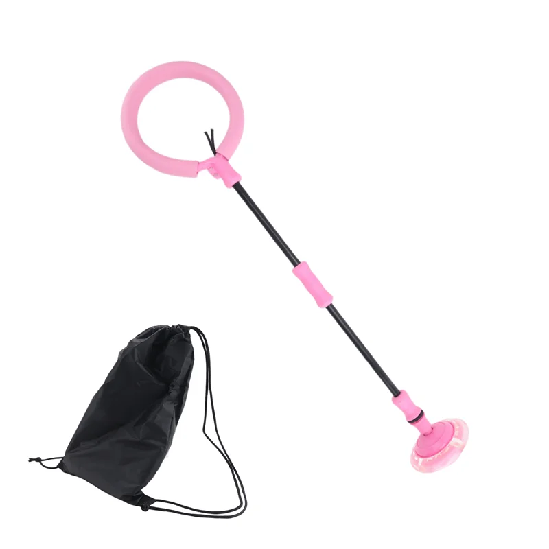 A48F-Pink Ankle Skip Ball With Flashing Lights, Skip It Toy For Kids Indoor & Outdoor, Flashing Swing Ball Sports