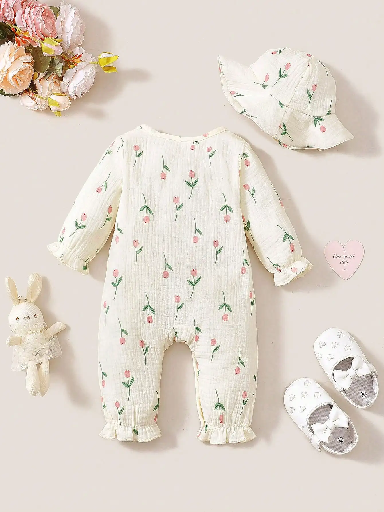 아기 소녀용 봄/가을용 긴팔 거즈 소재의 투피스 세트입 - Newborn Baby Girl Romper Floral 리뷰 및 가격