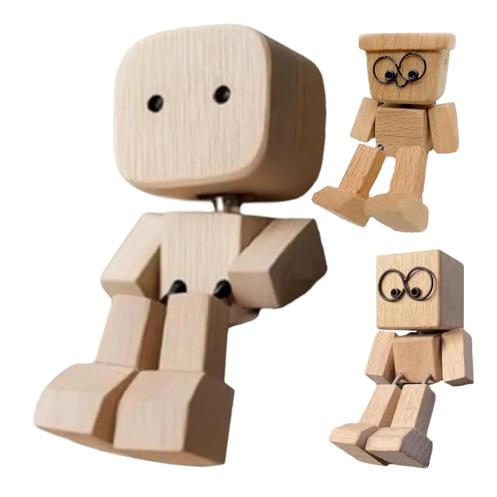 Kreative Statue Schütteln Holz Mann Figur Mann Tisch Dekor für Auto Dashboard Studie Regal Display Schreibtisch Schlafzimmer Wohnzimmer