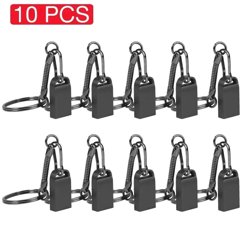 10 PCS LOT USB Flash Drive 128GB Free Key Chain Memory Stick 64GB Super Mini Metal Pen Drive 32GB Black U Disk Silver Pendrive