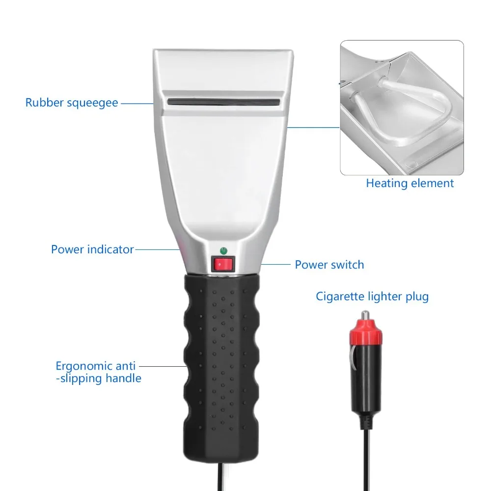 Winter Electric Heater Car Ice Scraper Windshield Glass Snow Shovel Removal Defrost Cleaning Tool Heat Snow Scraper 12V/24V