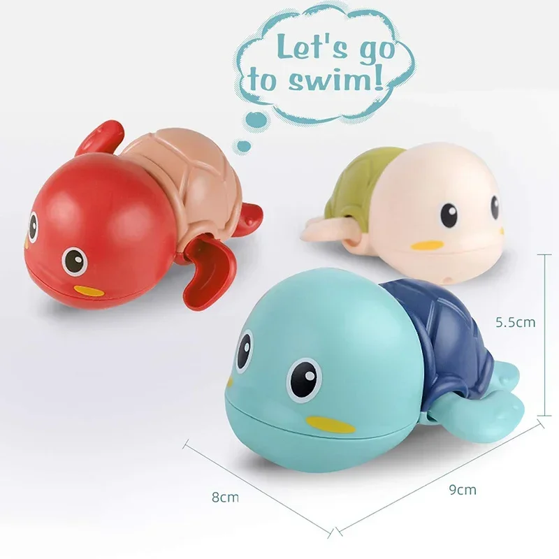 Juguetes de baño para bebé, juguete de agua con cadena clásica, con mecanismo de relojería, Tortuga, ballena, piscina, playa