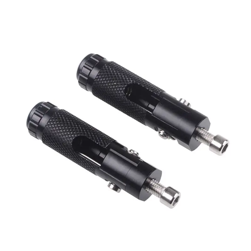 WF-2Pcs M8 Universal Motorcycle Motor Bike Folding Footrests Footpegs Foot Rests Pegs Rear Pedals Set Motorcycle Part Black