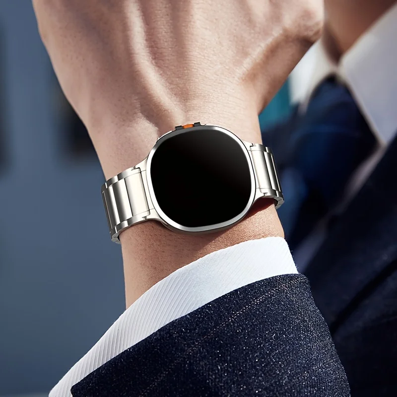 حزام من الفولاذ المقاوم للصدأ بدون فجوات لساعة سامسونج جالاكسي الترا 47 ملم بإبزيم على شكل فراشة لسوار المعصم المعدني جالاكسي 7 الترا