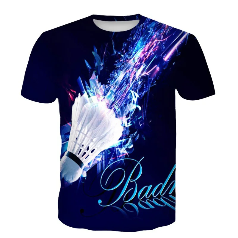 Badminton 3D Print T-Shirts Shuttlecock Men Women Fashion Streetwear Short Sleeve T Shirt Oversized Kids Tees Tops Man Clothing