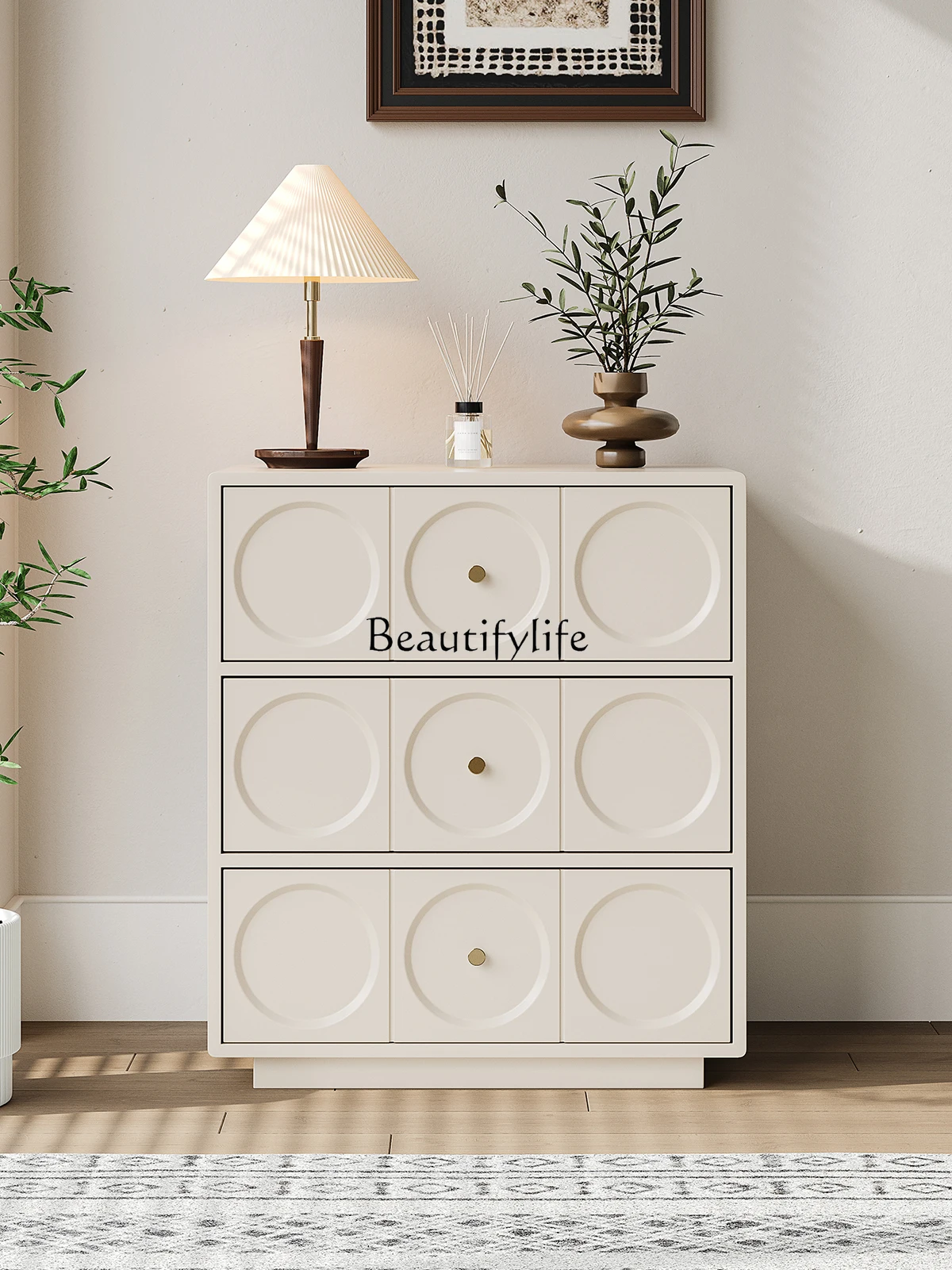 

Cream style modern simple chest of drawers against the wall storage antique storage drawer cabinet