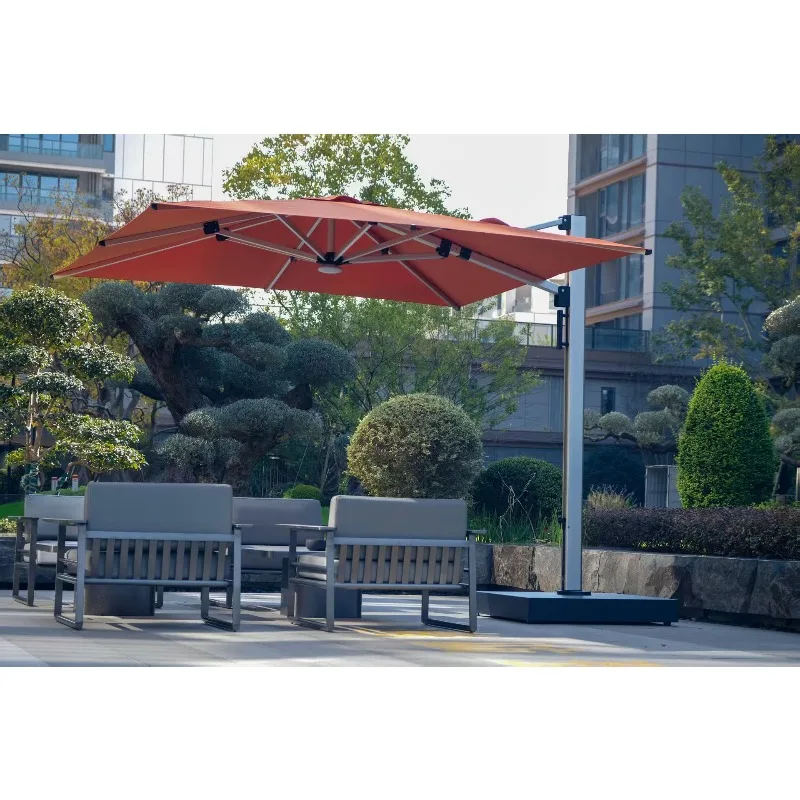Outdoor Sunshade Umbrella 4X4 Solar Aluminum Alloy Base Adjustable Garden Courtyard Outdoor Furniture Luxurious Quality