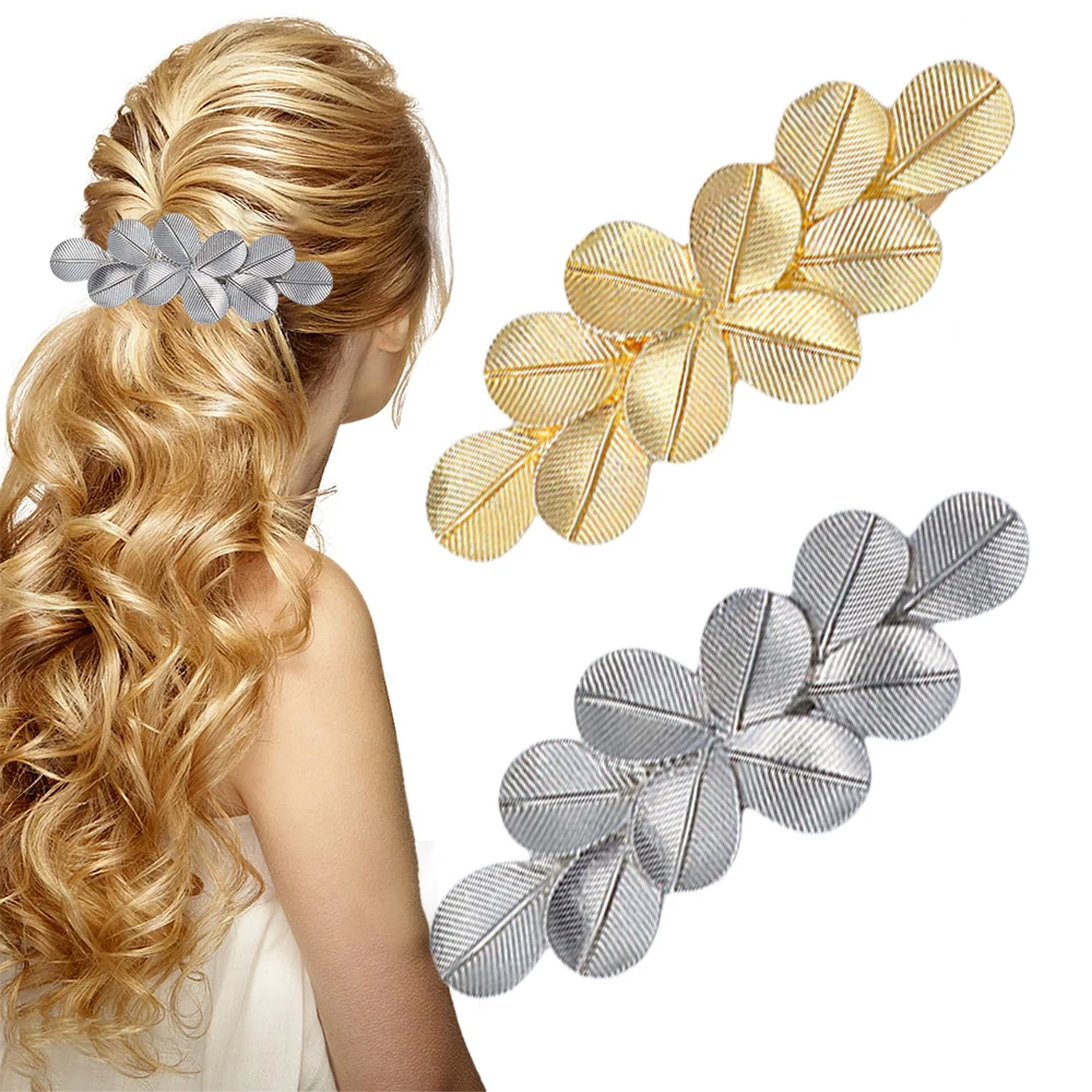 

Vintage Metal Leaves Barrettes Simulate Leaf Plant Hair Clips Wedding Gold Spring Clamps Hairpin Hair Accessories Headwear
