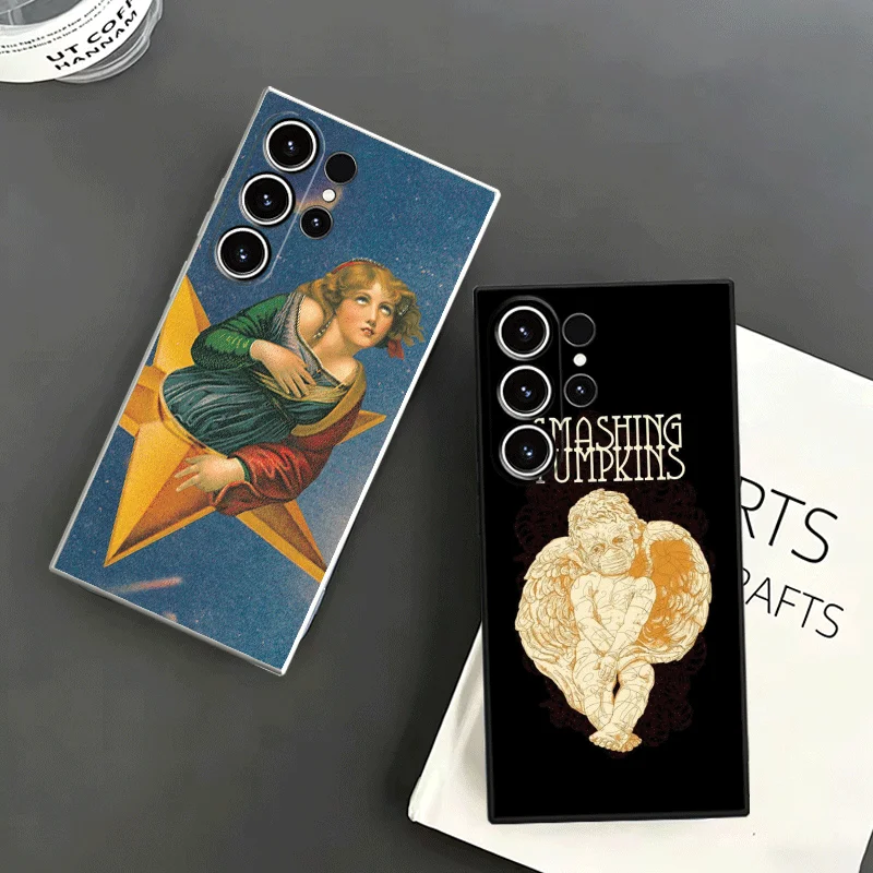 Rock The Smashing Pumpkins Soft Phone Case For Samsung S24 S25 S26 Ultra S23 S22 Plus S21 S20 FE Edge + Black White Couple Cover