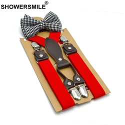 Red Baby Suspenders with Bow Tie Gray Kids Suspenders Set Olid Wedding Braces for Children 65cm*2.5