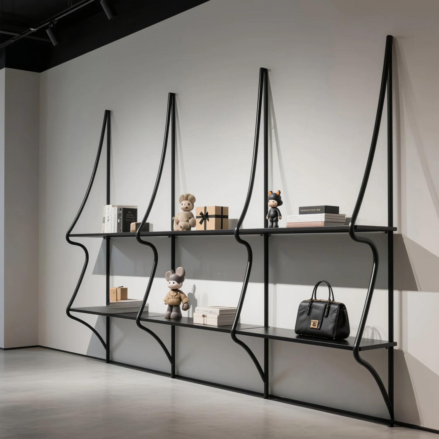 

Black wall display rack, wrought iron wall display cabinet, shelf, multi-layer shelf, simple wall storage cabinet