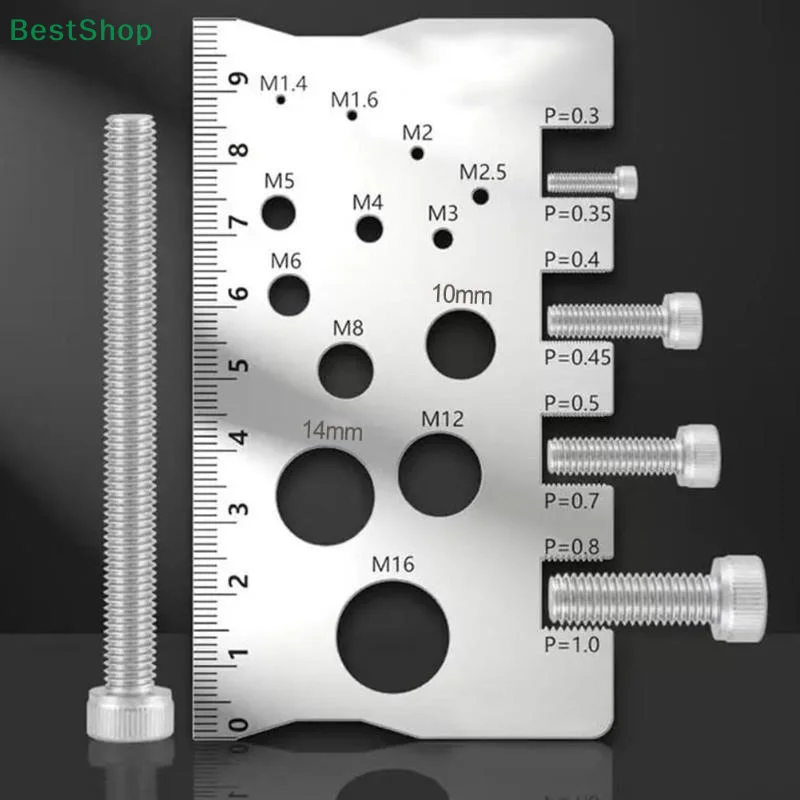 🍄 Edelstahl Schraube Gewinde Pitch Gauge Lineal Messwerkzeug, Bolzen Mutter Schraube Schneiden Gauge Winkel Modell Mess Pitch Caliper
