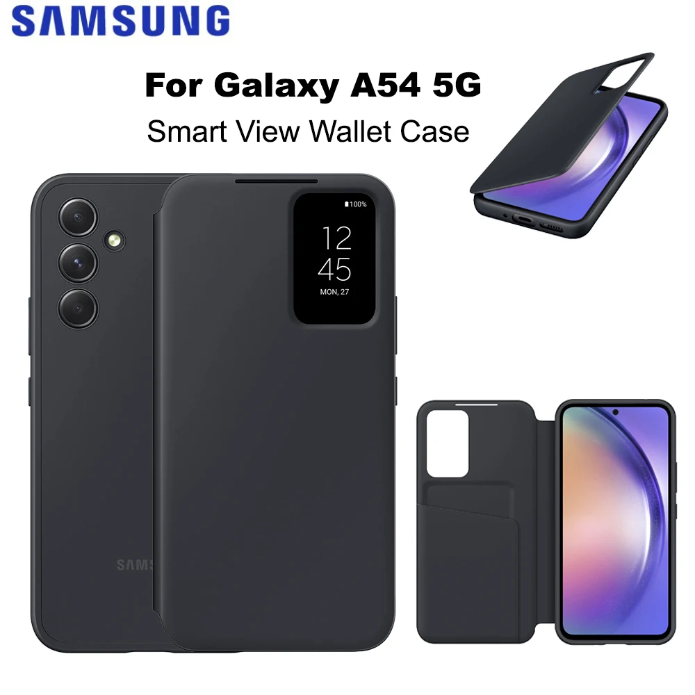 Funda tipo billetera Original Samsung Galaxy A54 5G con vista inteligente para Galaxy A54 s-view, funda con tapa para teléfono, ranura para tarjetero EF-ZA546