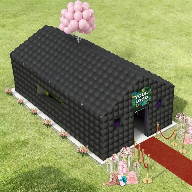 Inflatable Cube Tent with LED Lighting Portable Inflatable Nightclub Tent for Outdoor Event Holiday Party