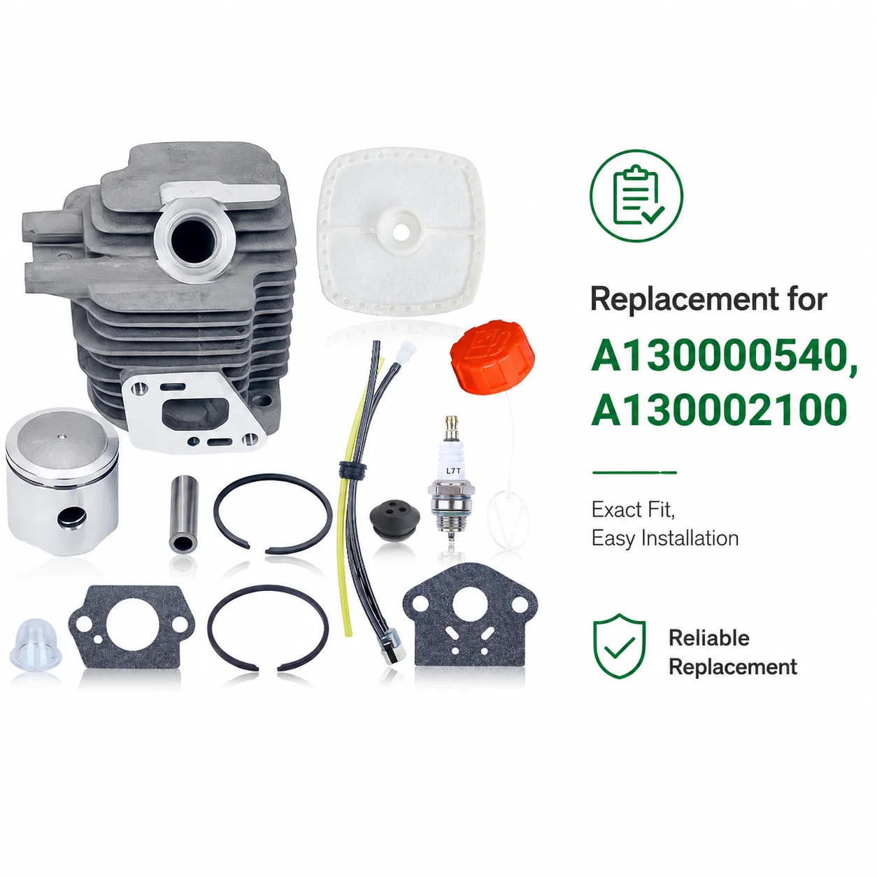 Cylinder Piston Kit For Echo SRM225 SRM210 GT225 PAS225 PE225 PPF225, Replaces A130000540 A130002100, Tune Up Repair Kit