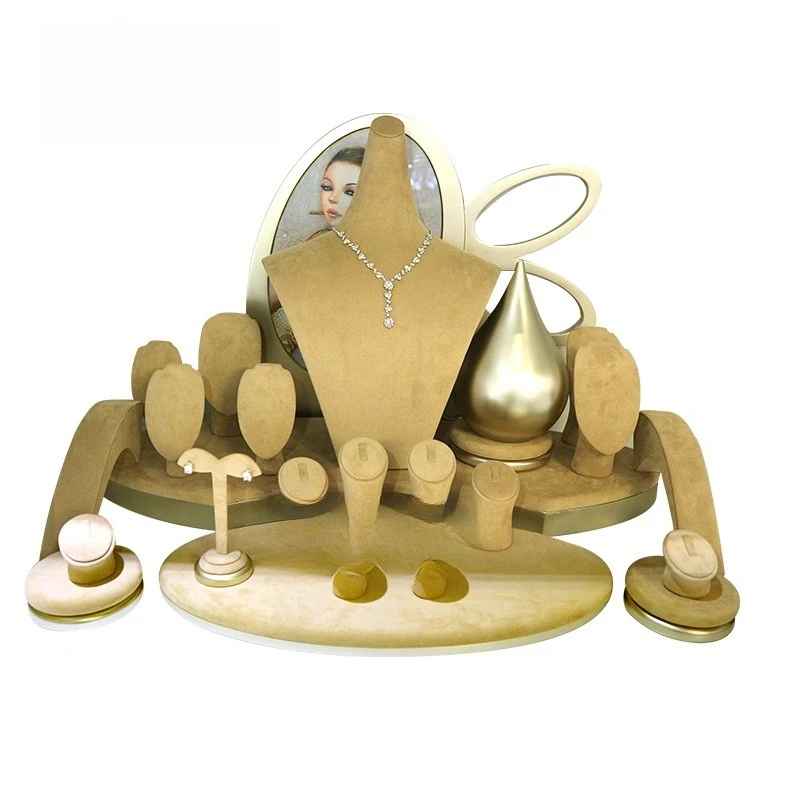 Original window display props, high cabinet diamond gold jewelry display ring necklace display rack customization