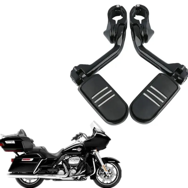 

For Harley Touring Chrome/Black Streamline Motorcycle Acsessories 1.25" Long Angled Footpegs &Mount