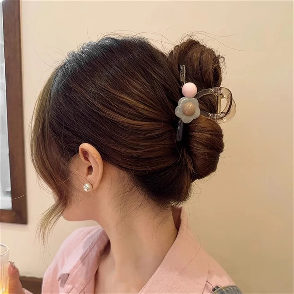 Korean Sweet Flower Grab Hair Clips for Women Acrylic Hairpin Barrettes Shark Hair Claws Clips Girls Hair Accessories jewelry