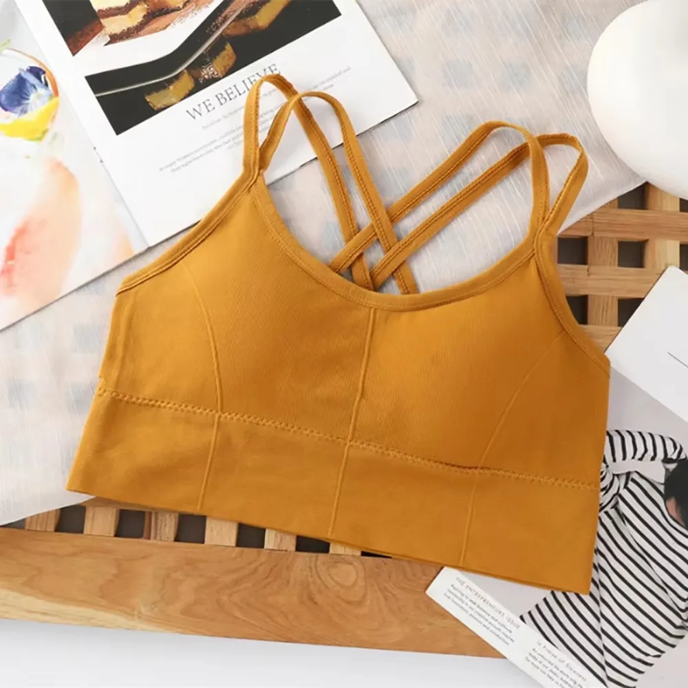 

1Pcs New Back Cross Strap Seamless Top Push Up Breathable Workout Yoga Bra Sexy Soft Women Bra Fitness Gym Running Sports