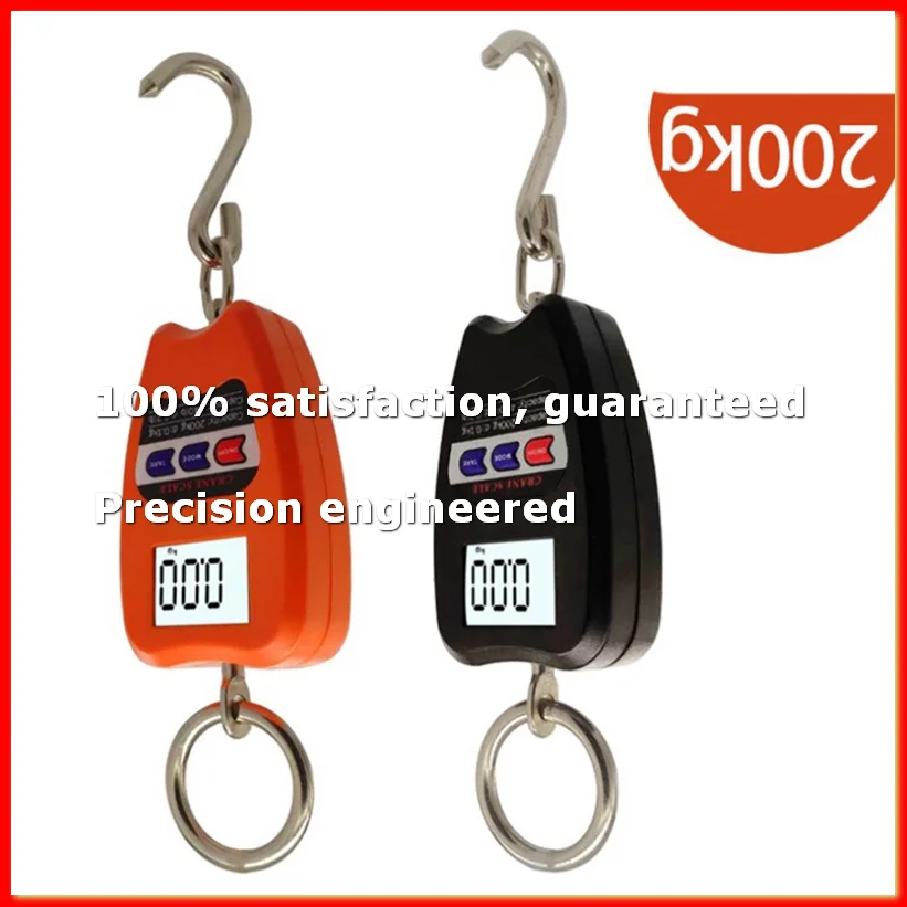 Mini Crane Scale Weighing Digital Industrial Hanging Scale 200Kg/441Lb Heavy Duty Hanging Hook Scales Orange-A09G
