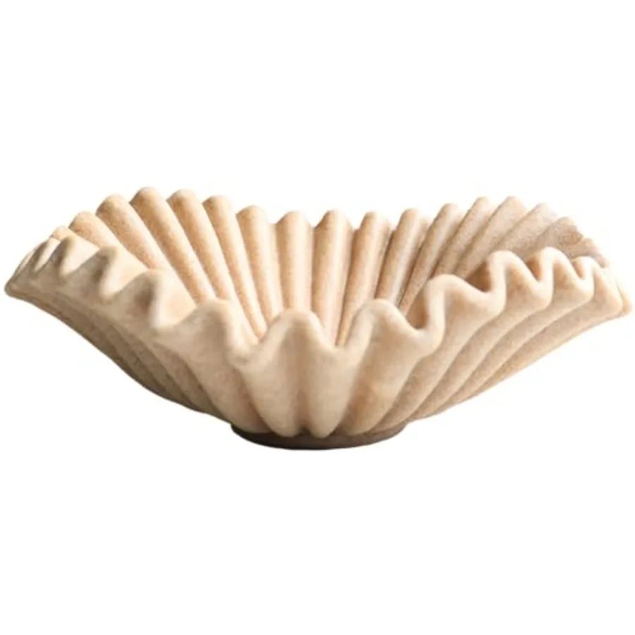 

Large Decorative Handmade Bowl Decor Modern Home Decoration Fan Shaped Bowl Ruffle Decor Stylish Key Bowl for Entry Table Decor