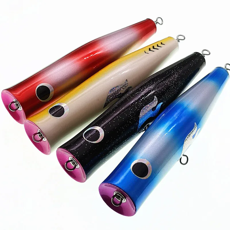 Wood Trolling Lure 65g90g120g140g Big Game Topwater Surface Popper Pencil Stick Lure Saltwater Boat Fishing Bait Casting Leurre