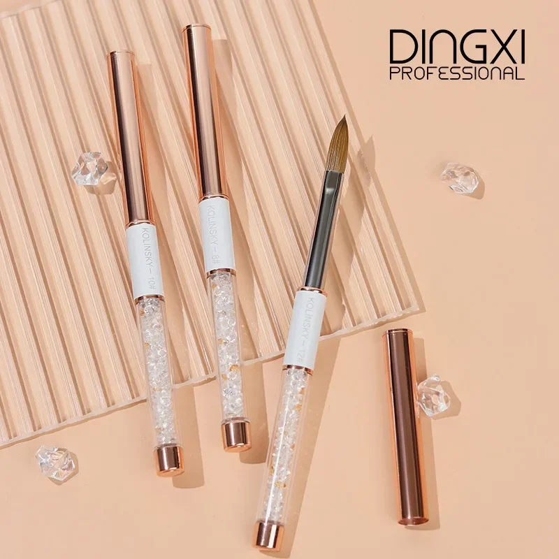 

Dingxi Nail Siberian Mink Hair Diamond Rod Crystal Pen Extension Flat Head with Cover Paving Powder Brush Cross Border