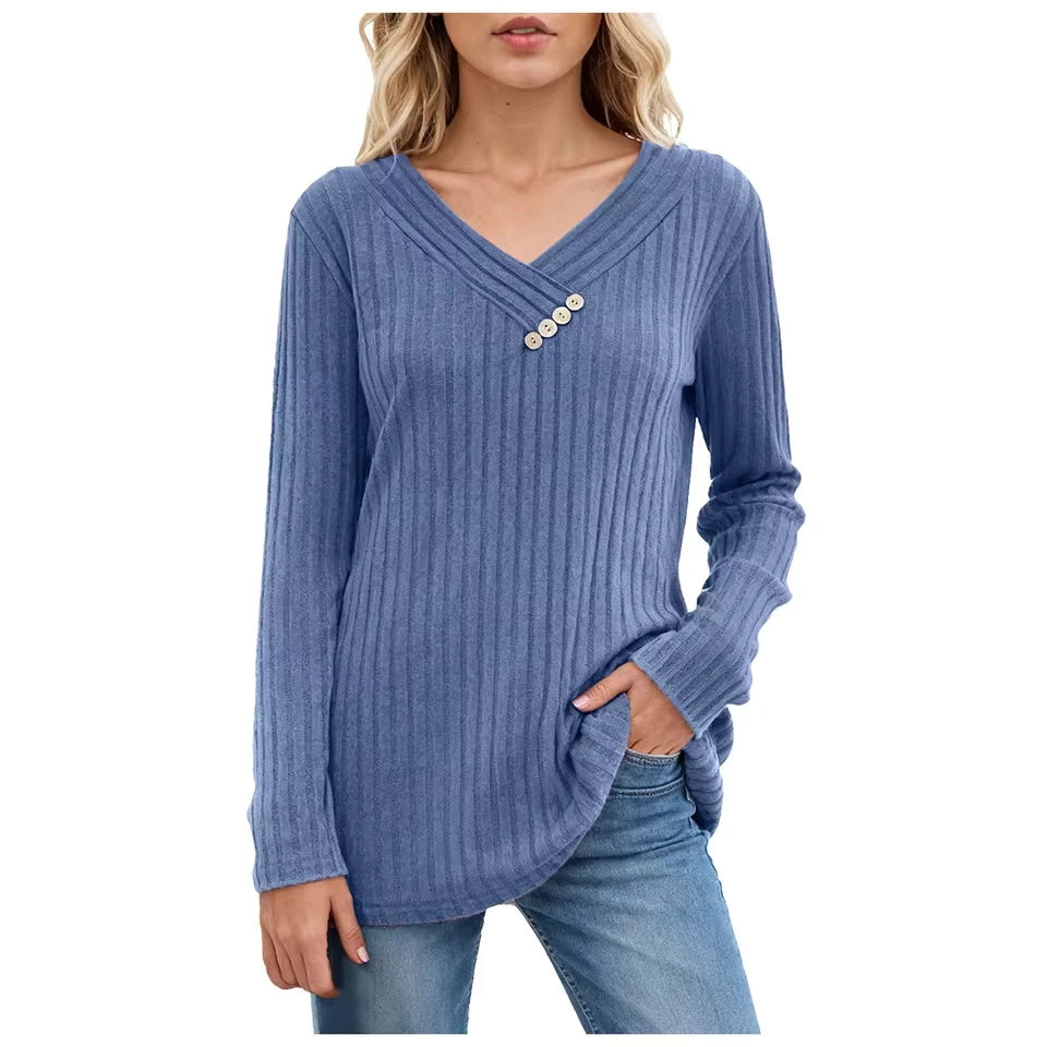 Womens Long Sleeve Shirt Fall Fashion 2025 V Neck Sweater Tunic Tops Dressy Casual Work Womens Short Sleeve Tops Loose Fit