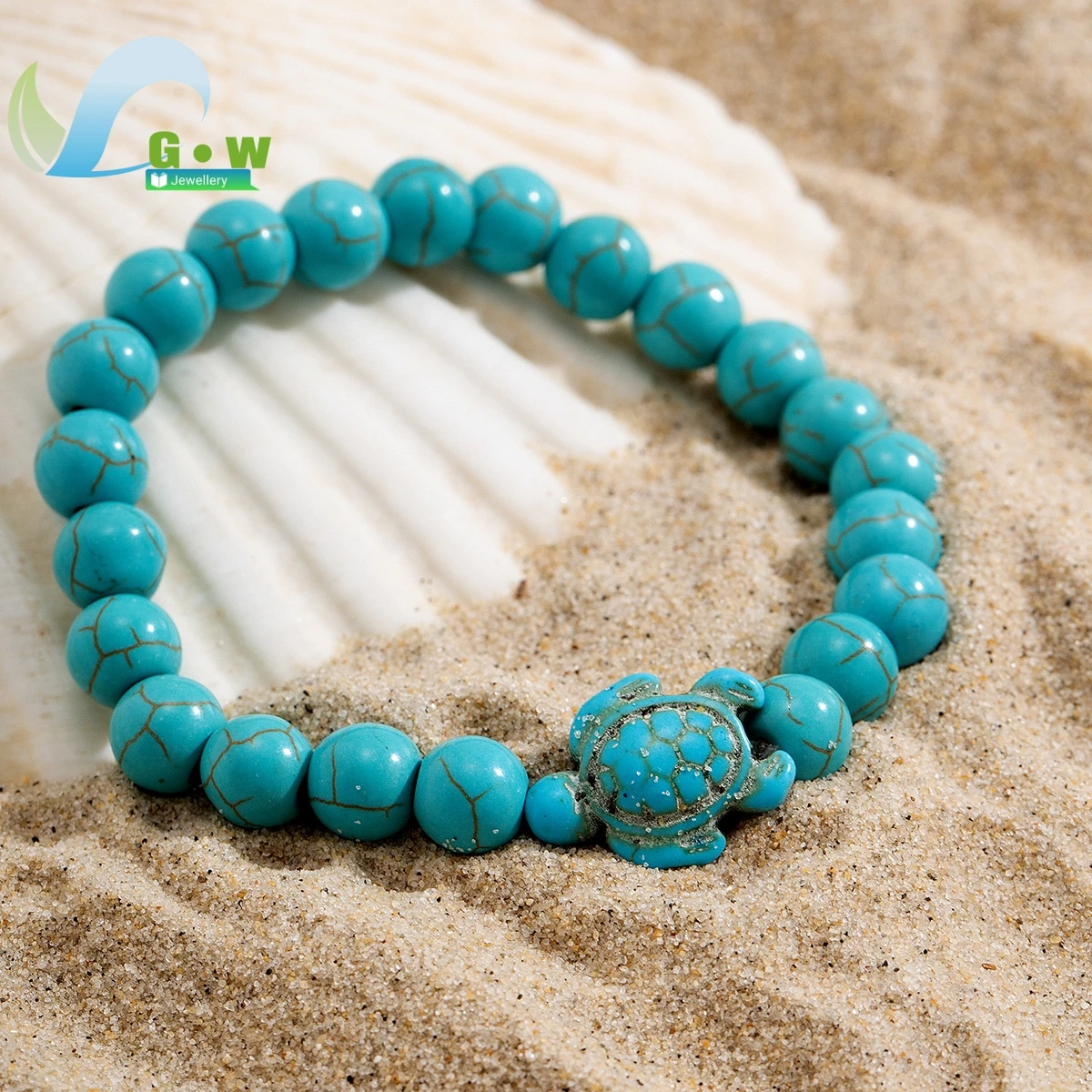 Green Turquoise Turtle Volcanic Stone White Red Black Bile Magnet Various Natural Stones Men Women Elastic Beaded Bracelets