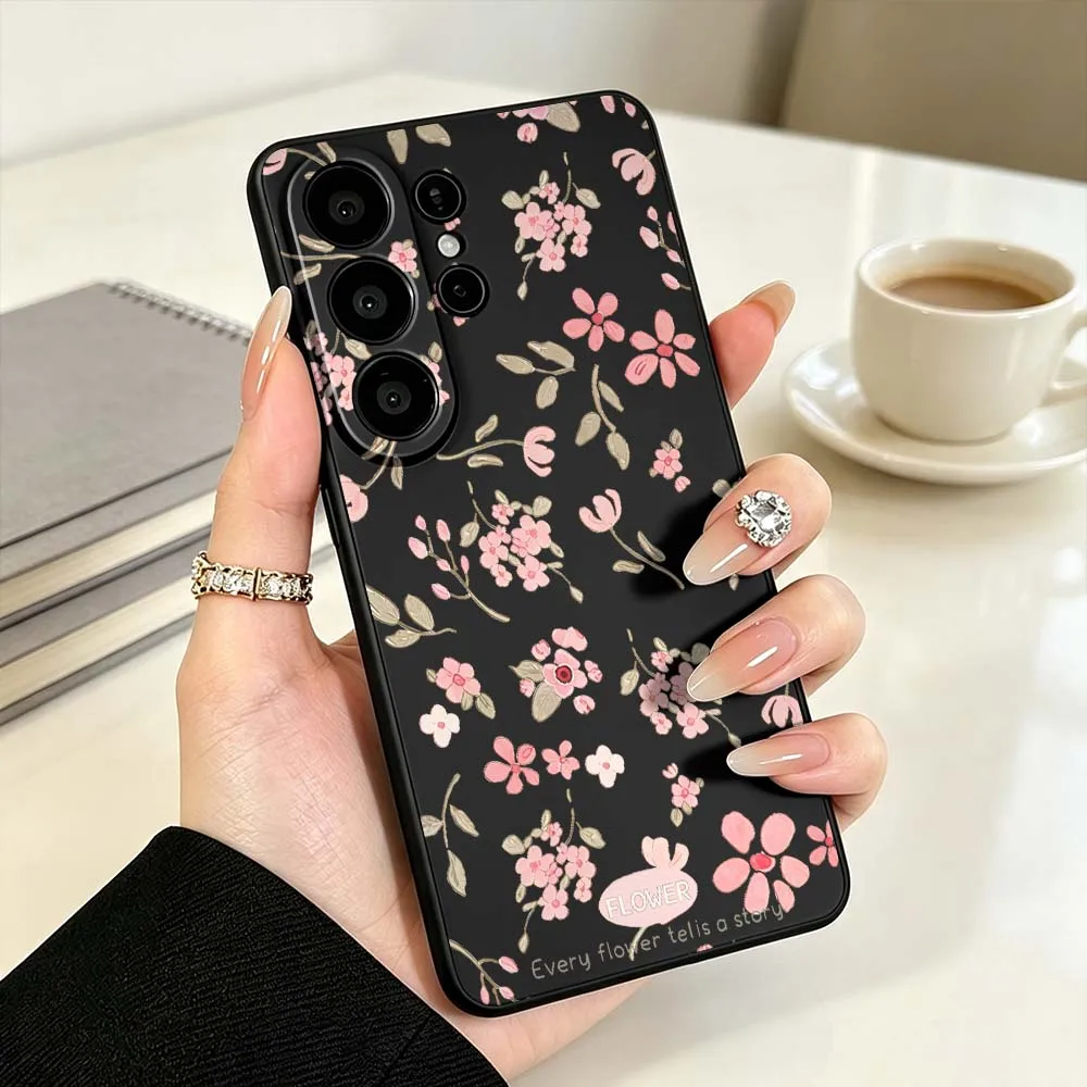 Fragmented Rose Pattern Gift For Samsung Galaxy S26 S25 S24 S23 S22 S21 S10 FE Plus Edge Ultra Black Phone Case