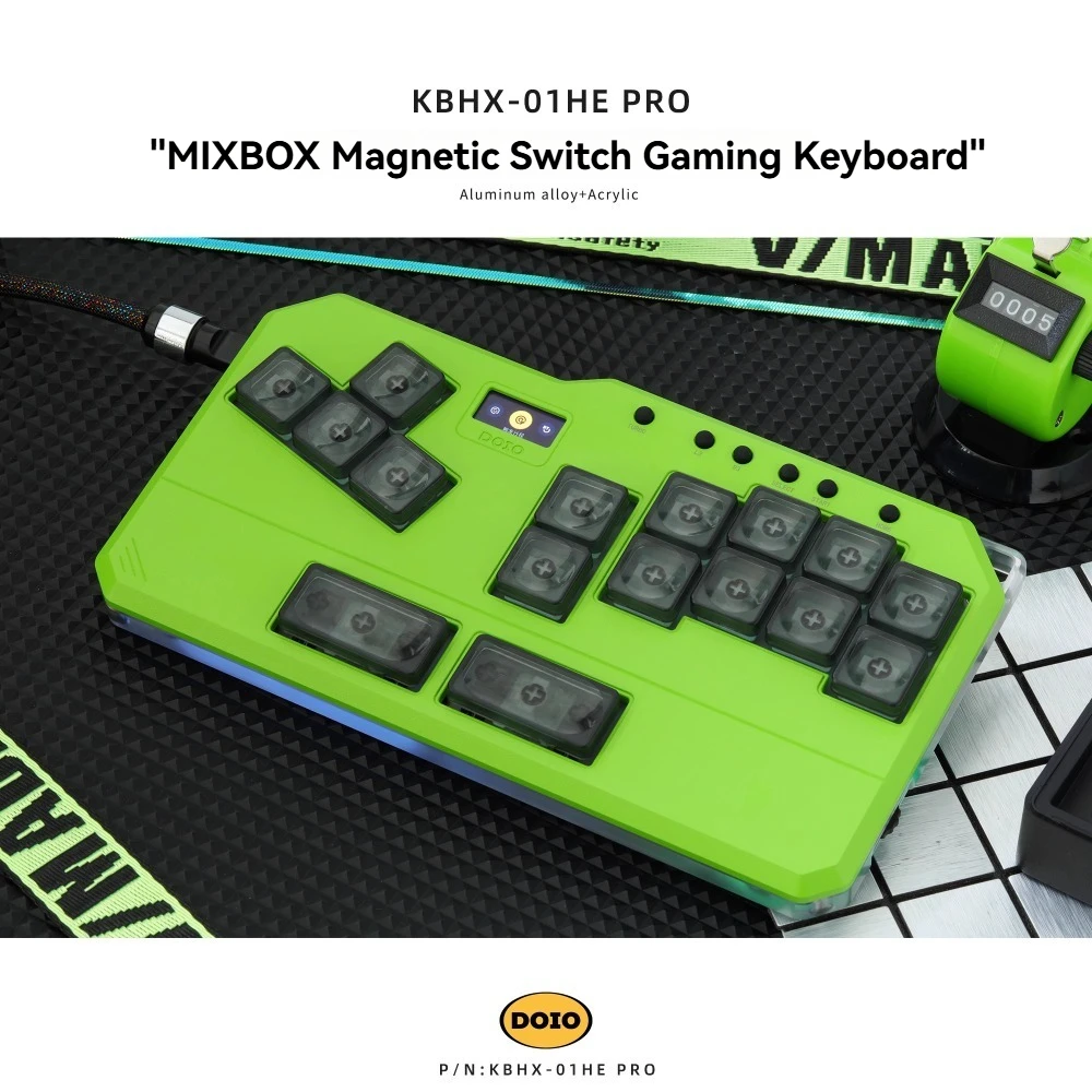 

DOIO Hitbox MIXBOX Магнитный переключатель Проводной 1000 Гц 0,05 мм RT RGB Пользовательская игровая механическая клавиатура Поддержка PS5 Переключатель ПК KBHX-01HE